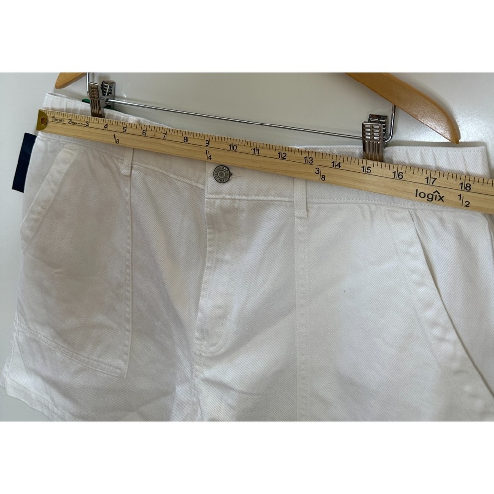 New GAP White Elastic Waist Twill Shorts High Rise 3.5" Inseam Cotton Blend XL - Picture 6 of 13